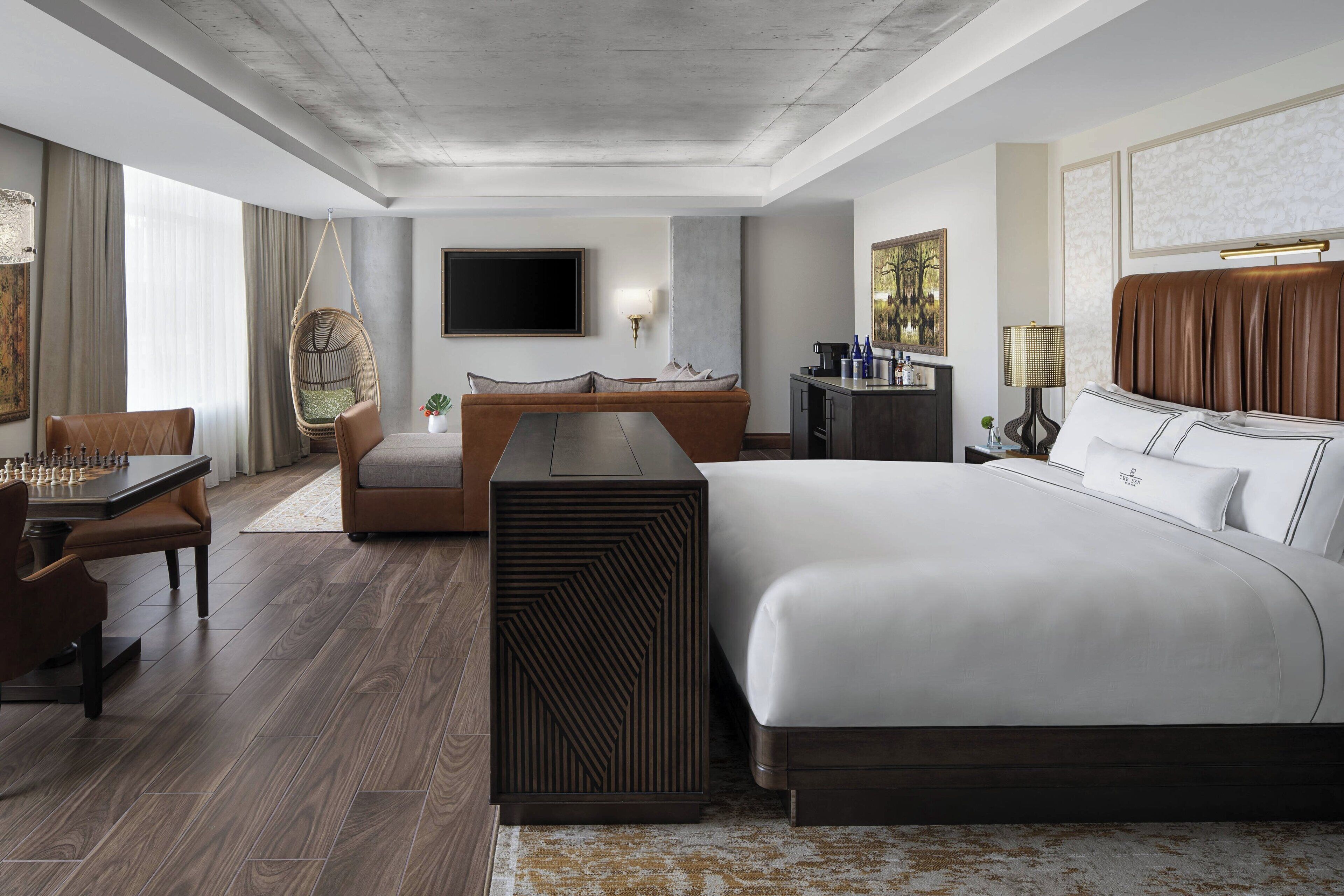 Sábanas de algodón egipcio, ropa de cama de alta calidad y minibar 