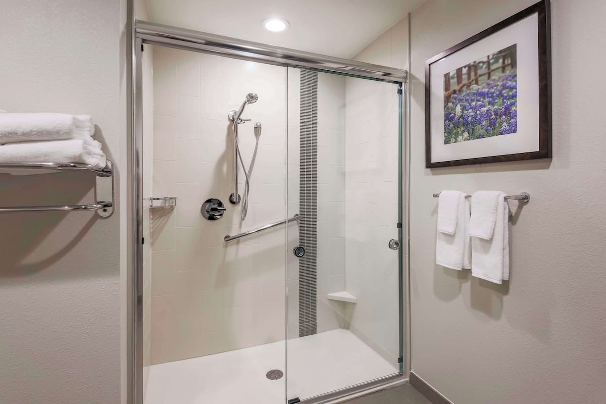 free toiletries, hair dryer, towels, soap