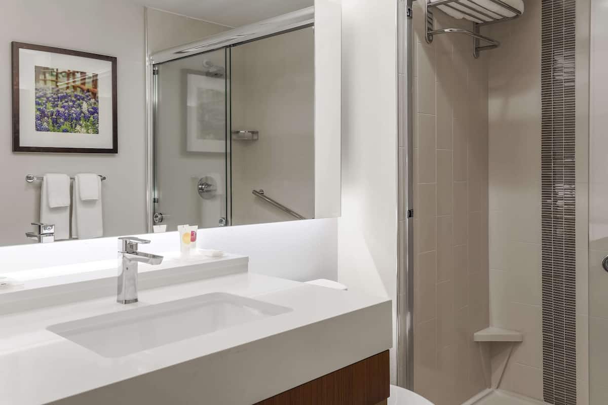 free toiletries, hair dryer, towels, soap