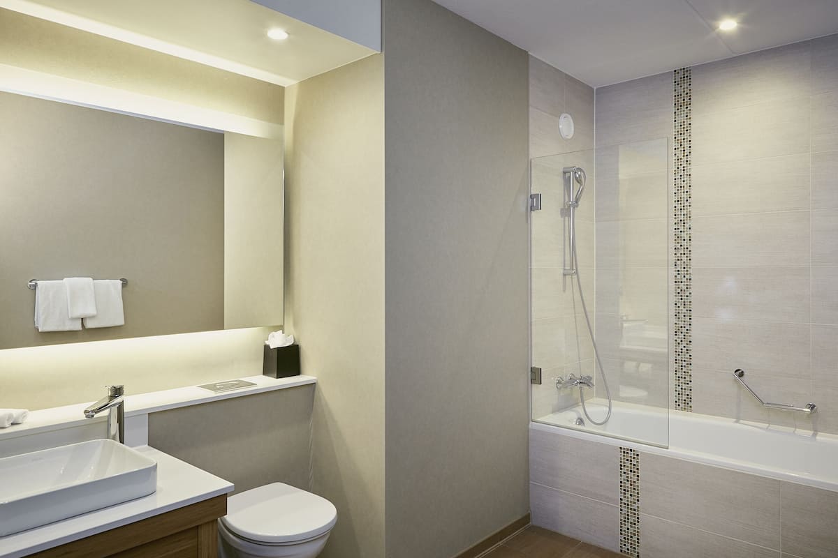 free toiletries, hair dryer, towels, soap