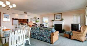 Condo | Living room | Flat-screen TV, fireplace