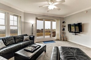 Condo | Living room | Flat-screen TV, DVD player - 2-ocean-place (Fernandina Beach)