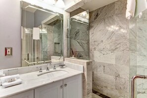 Condo | Bathroom | Hair dryer, shampoo - 2-ocean-place (Fernandina Beach)