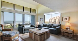 Condo | Living room | Flat-screen TV, DVD player - 1140-beach-walker (Fernandina Beach)