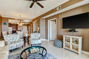 Condo | Living room | Flat-screen TV - 3-ocean-place (Fernandina Beach)