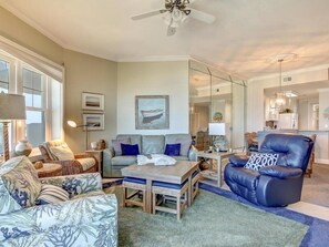 Condo | Living room | Flat-screen TV, DVD player - 29-ocean-place (Fernandina Beach)