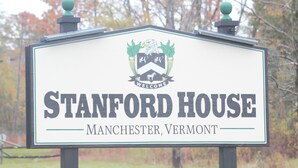 A welcome sign for Stanford House in Manchester, Vermont. - Stanford House (Manchester Center)