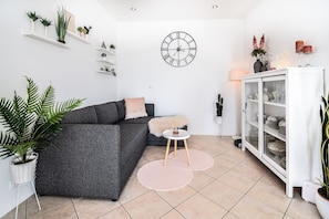 Deluxe Apartment, 2 Bedrooms | Living area | Flat-screen TV - House Þ1 (Kópavogur)