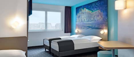 Desk, laptop workspace, blackout curtains, soundproofing