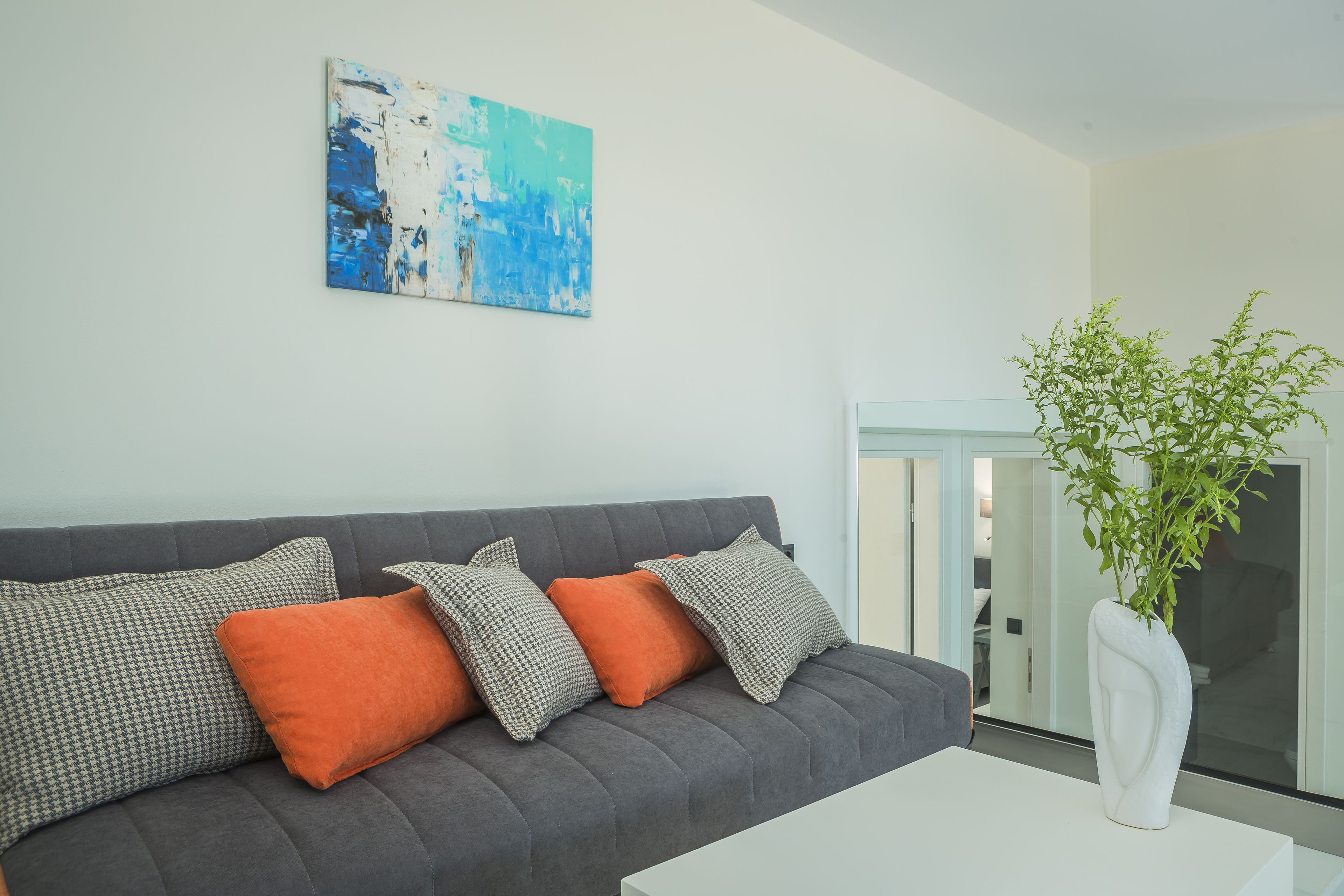 Deluxe Villa with Private Pool, Sea View (1) | Living room | 55-inch Smart TV with satellite channels, TV