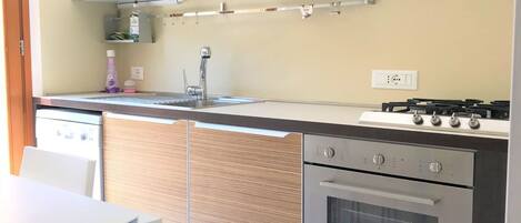 Apartamento, 3 quartos | Cozinha privada | Geladeira grande, fogão, cooktop, lava-louças