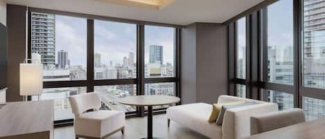 Suite, 1 King Bed, Non Smoking, City View | Living room | LCD TV