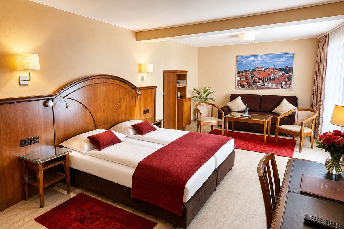 Comfort Quadruple Room | Hypo-allergenic bedding available, minibar, desk, laptop workspace