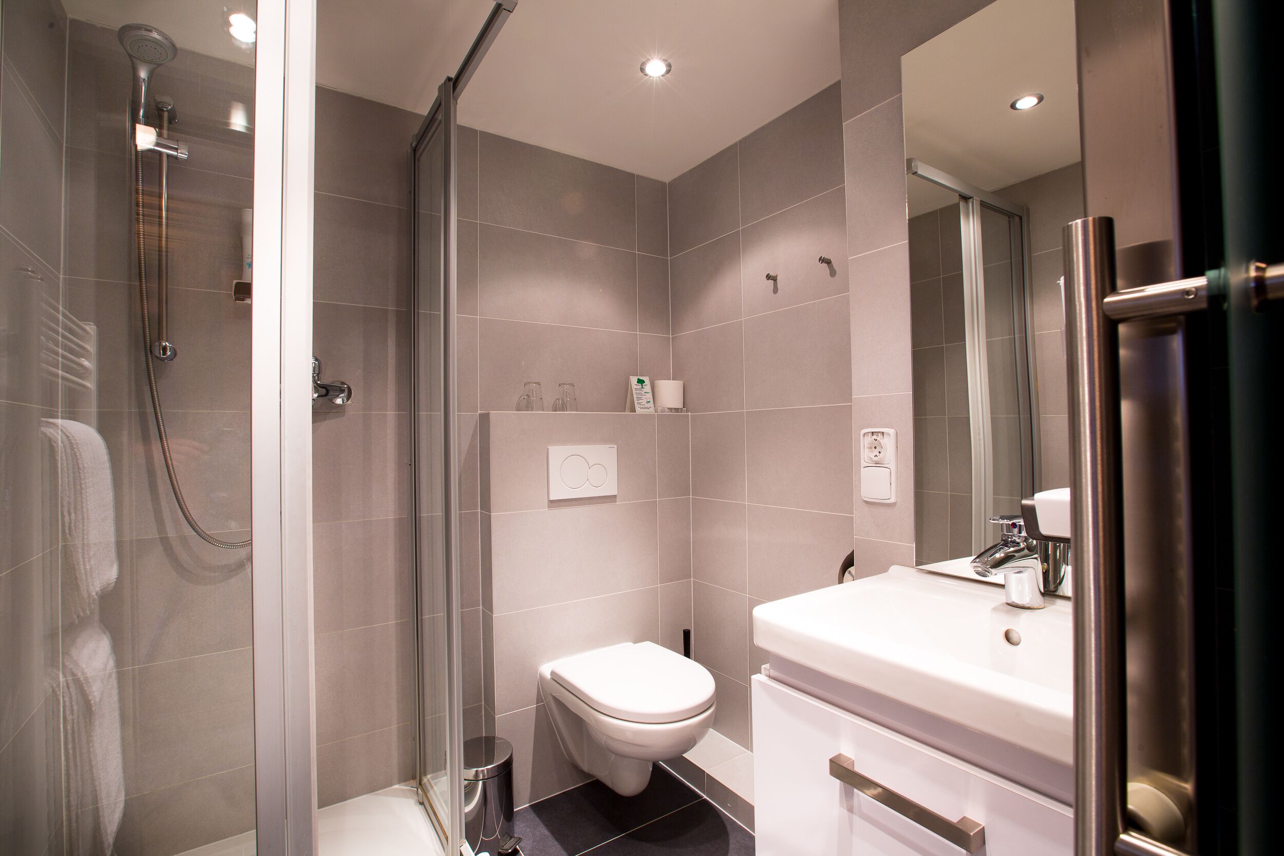 free toiletries, hair dryer, towels