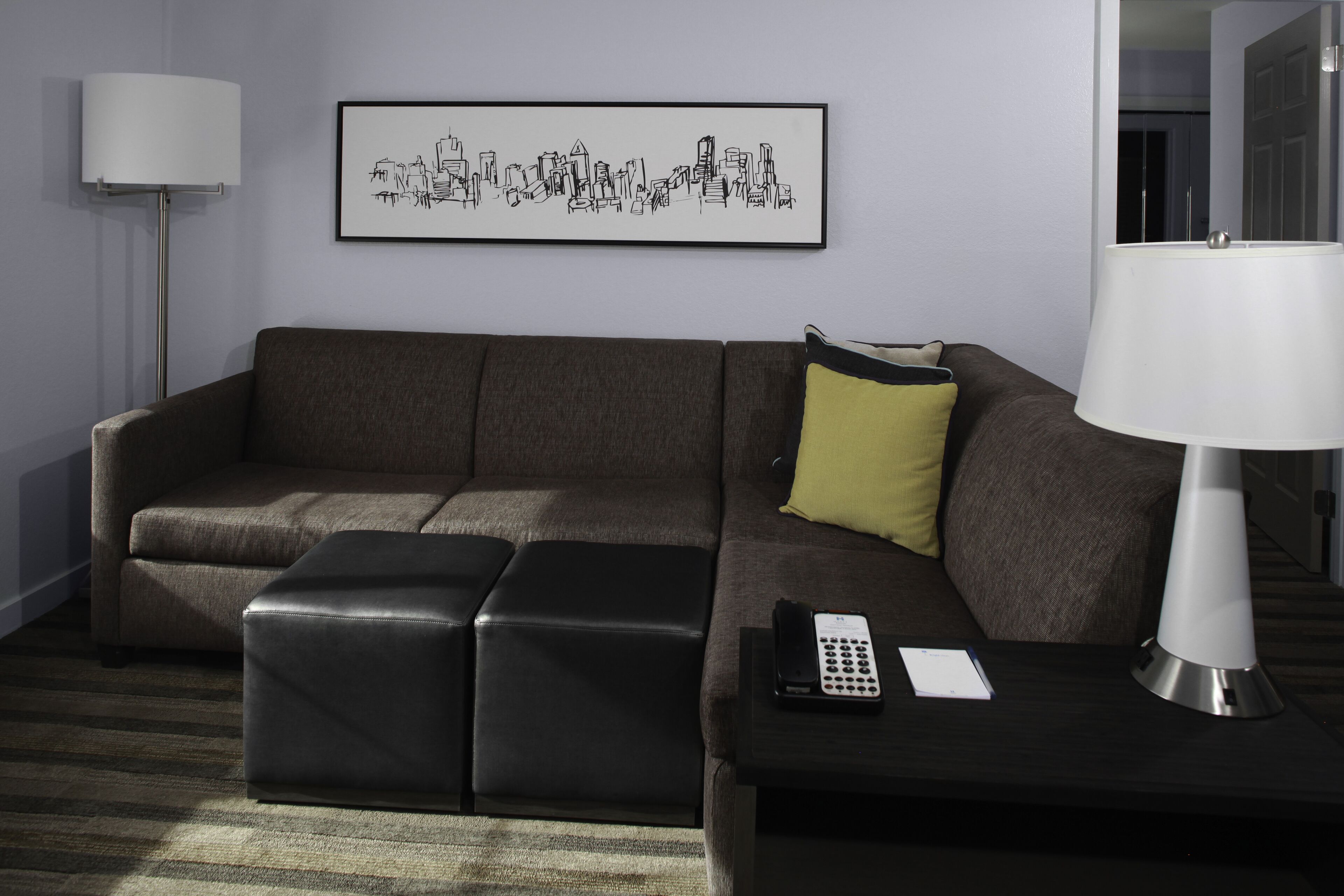 premium bedding, pillow-top beds, desk, blackout curtains