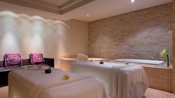 Couples treatment room(s), sauna, hot tub, steam room, body treatments