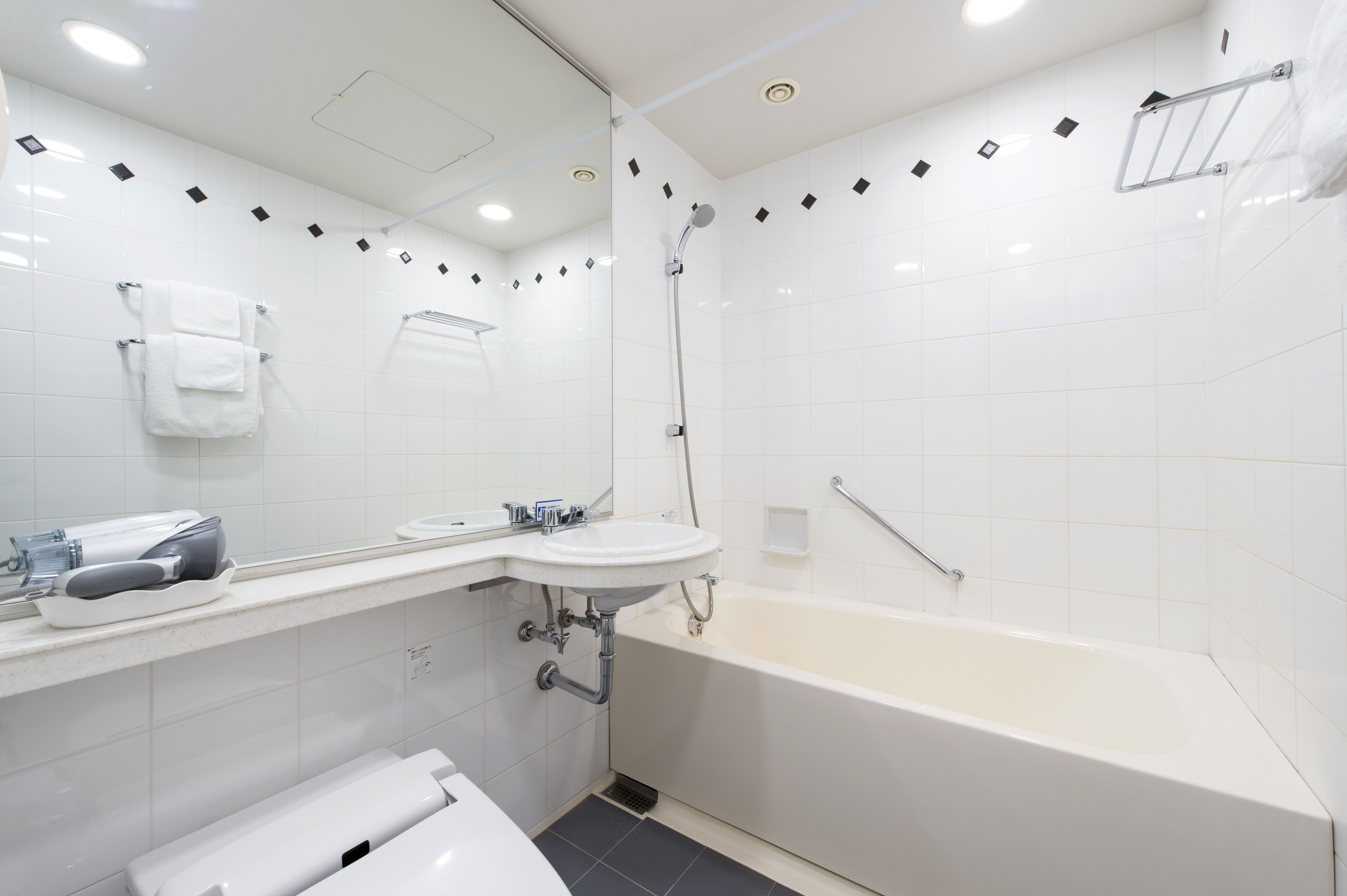 free toiletries, hair dryer, slippers, bidet