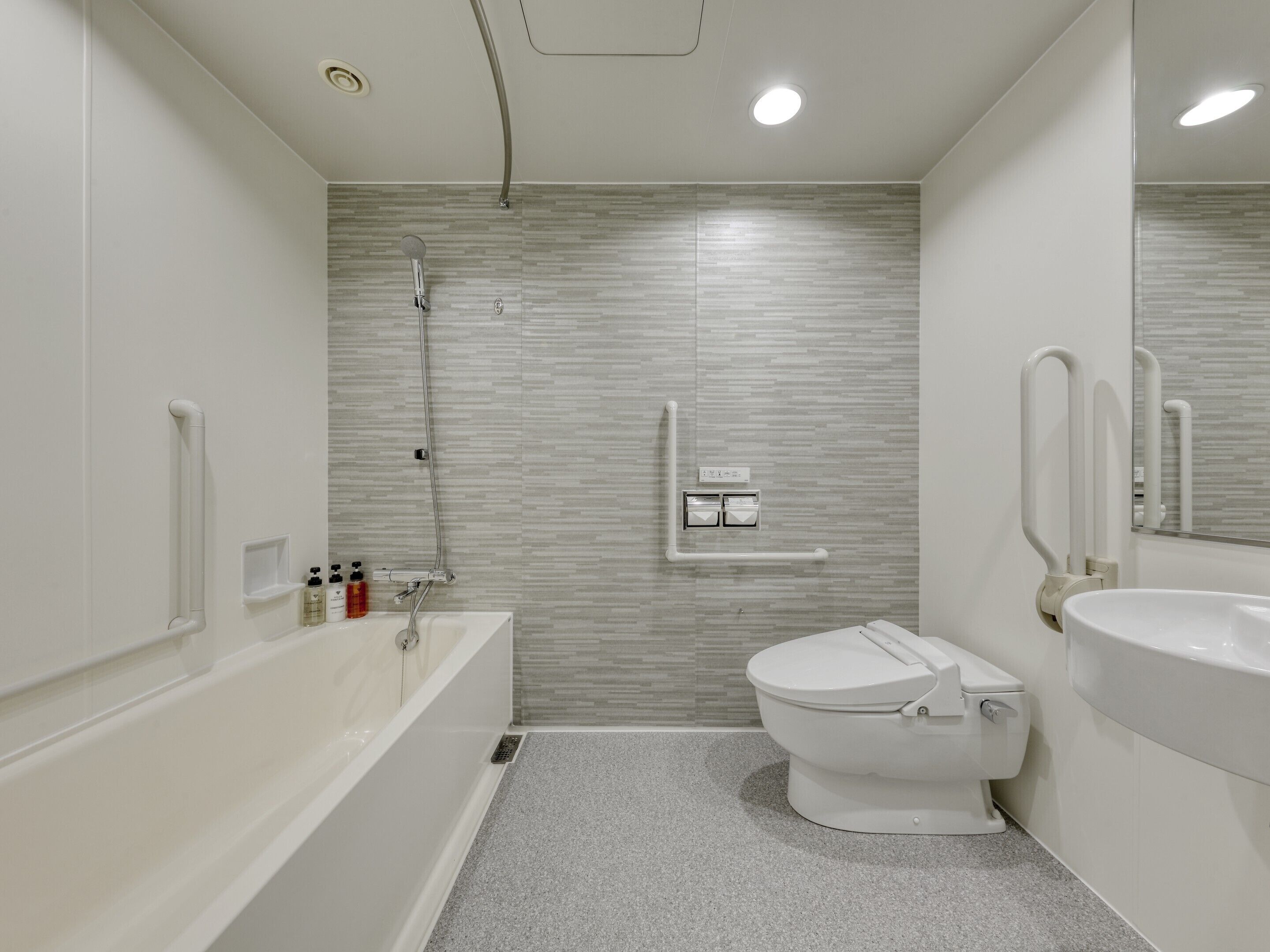 free toiletries, hair dryer, slippers, bidet