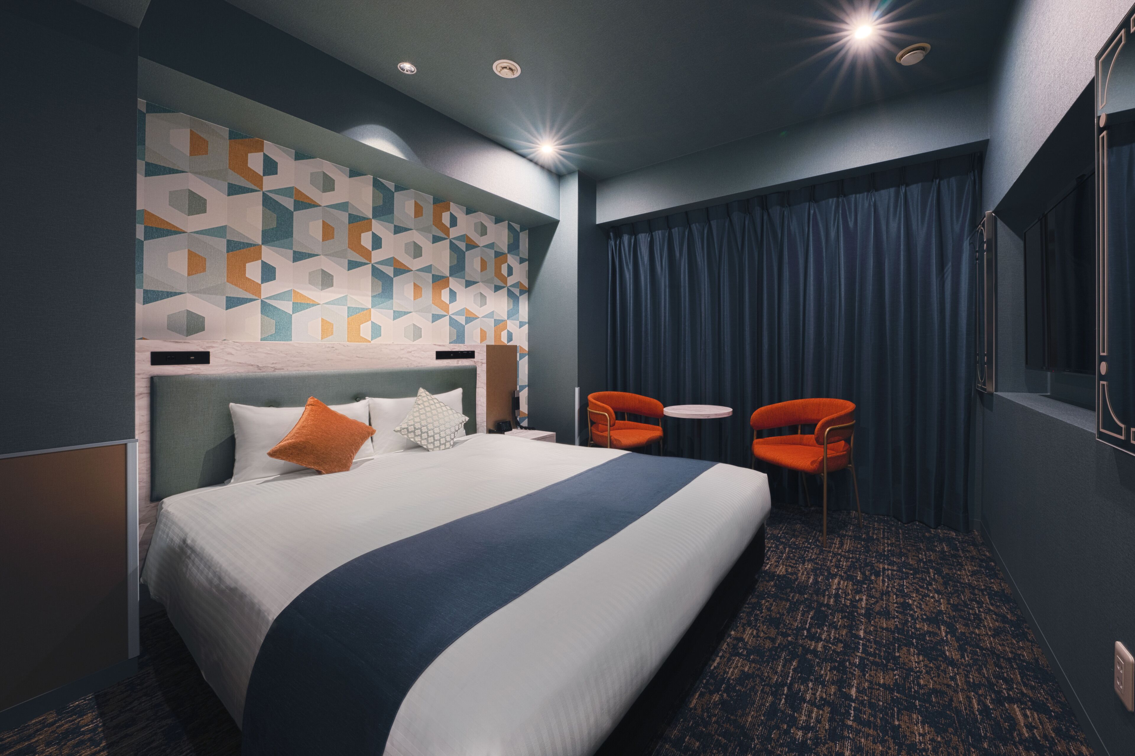 =kabuku room= queen non smoking | blackout curtains, iron/ironing board, free wired internet, bed sheets