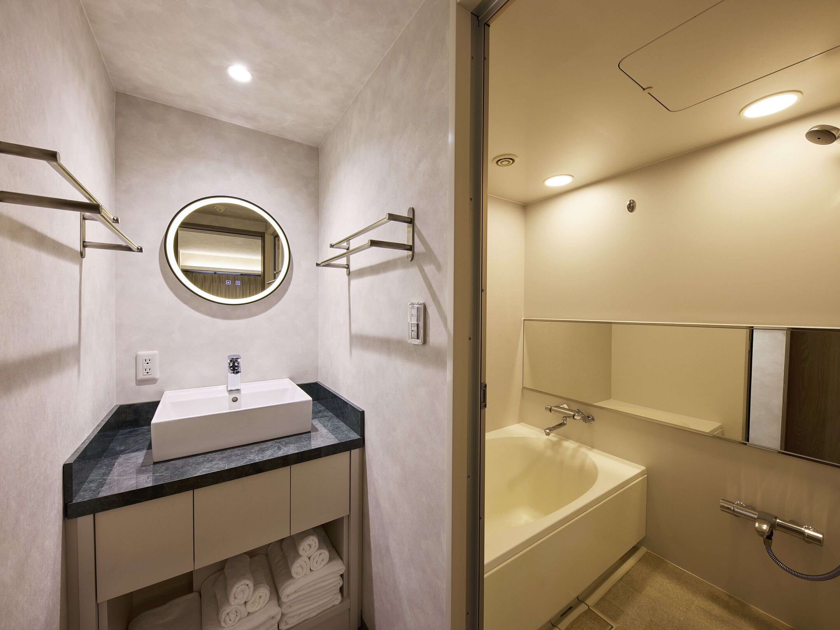 free toiletries, hair dryer, bidet, towels