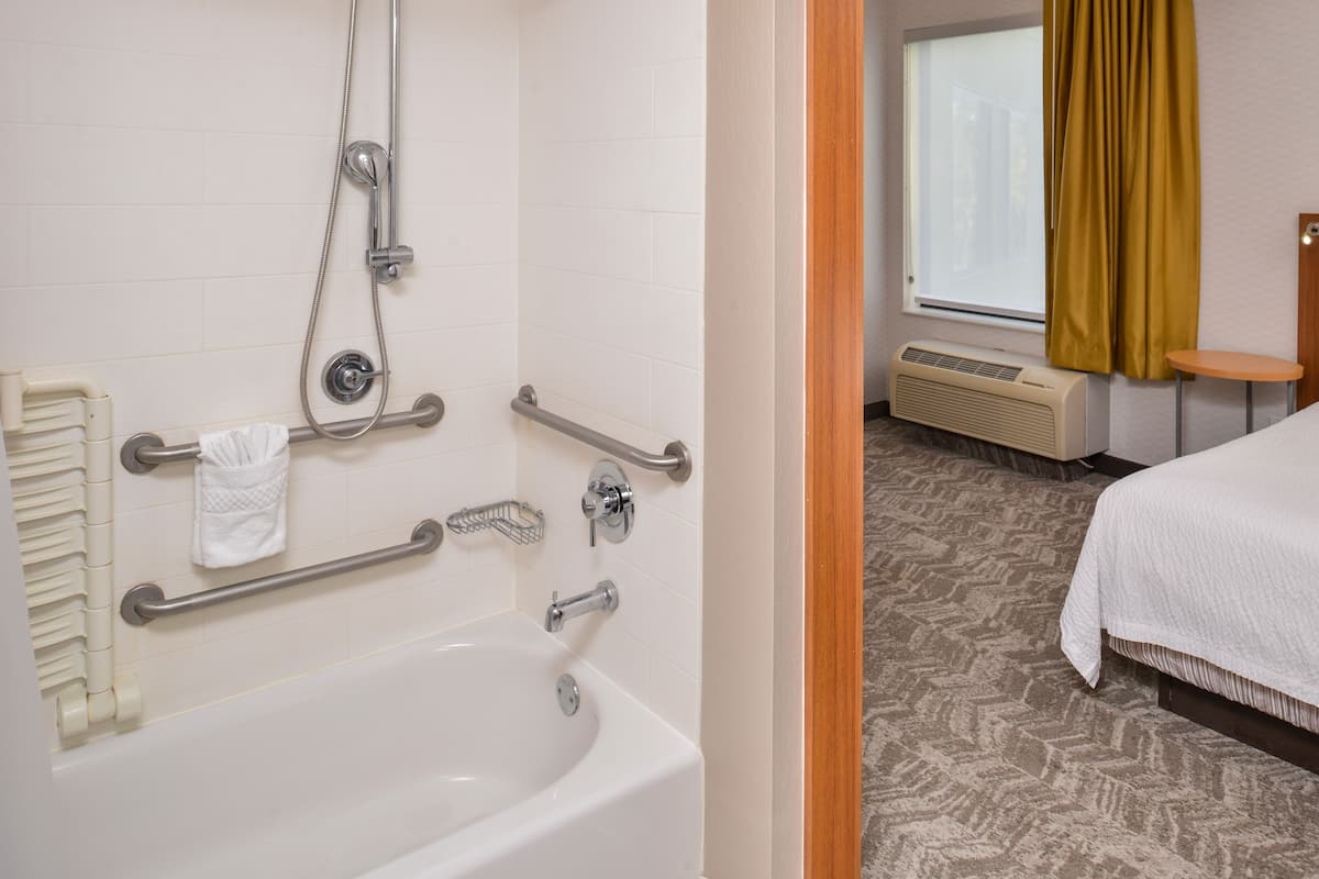 free toiletries, hair dryer, towels