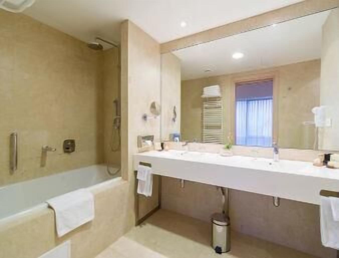 luxury suite, 1 king bed, non smoking | bathroom | eco-friendly toiletries, hair dryer, slippers, towels