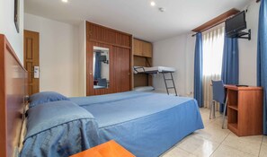 Select Comfort beds, desk, blackout curtains, iron/ironing board