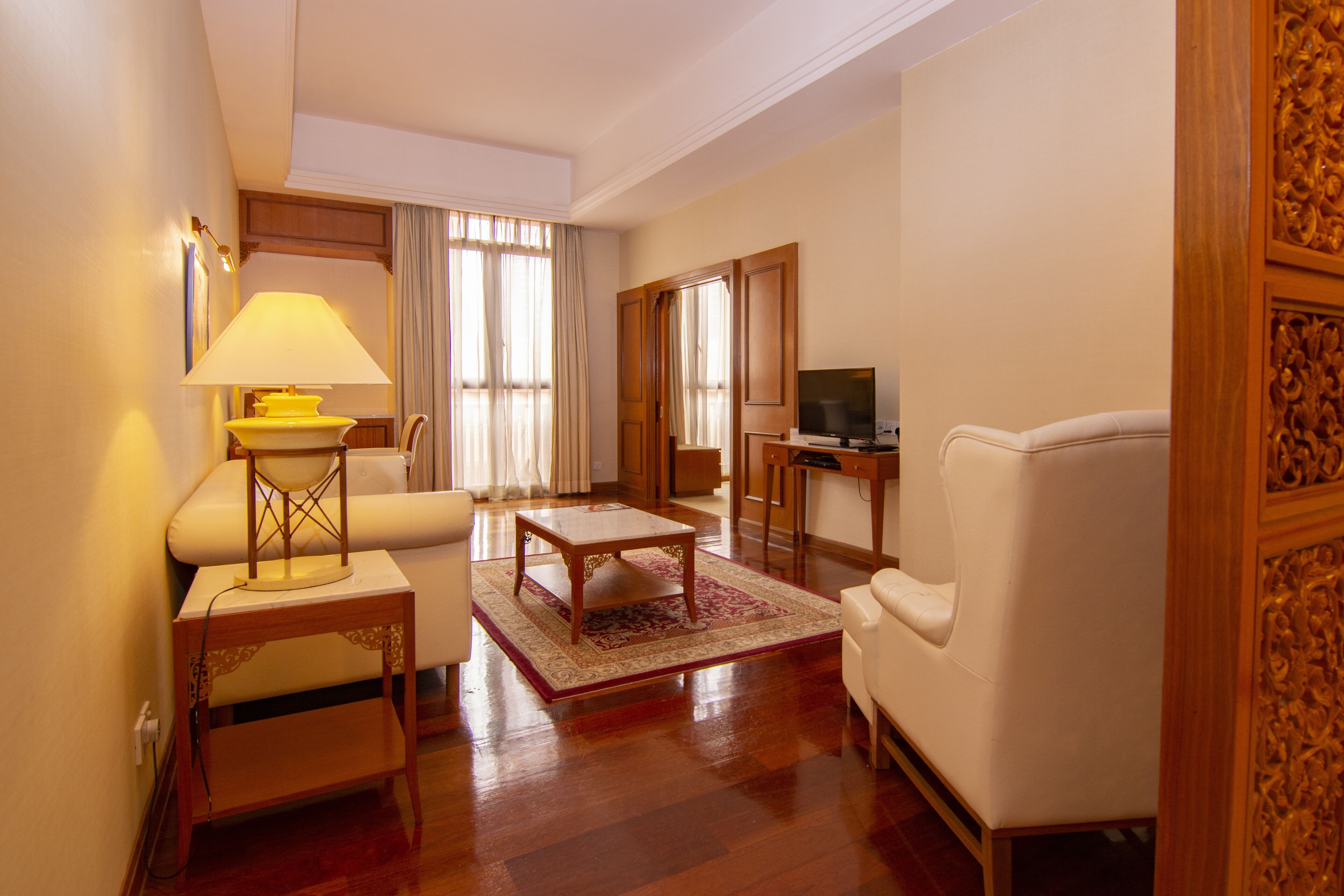 premier suite | living area | lcd tv