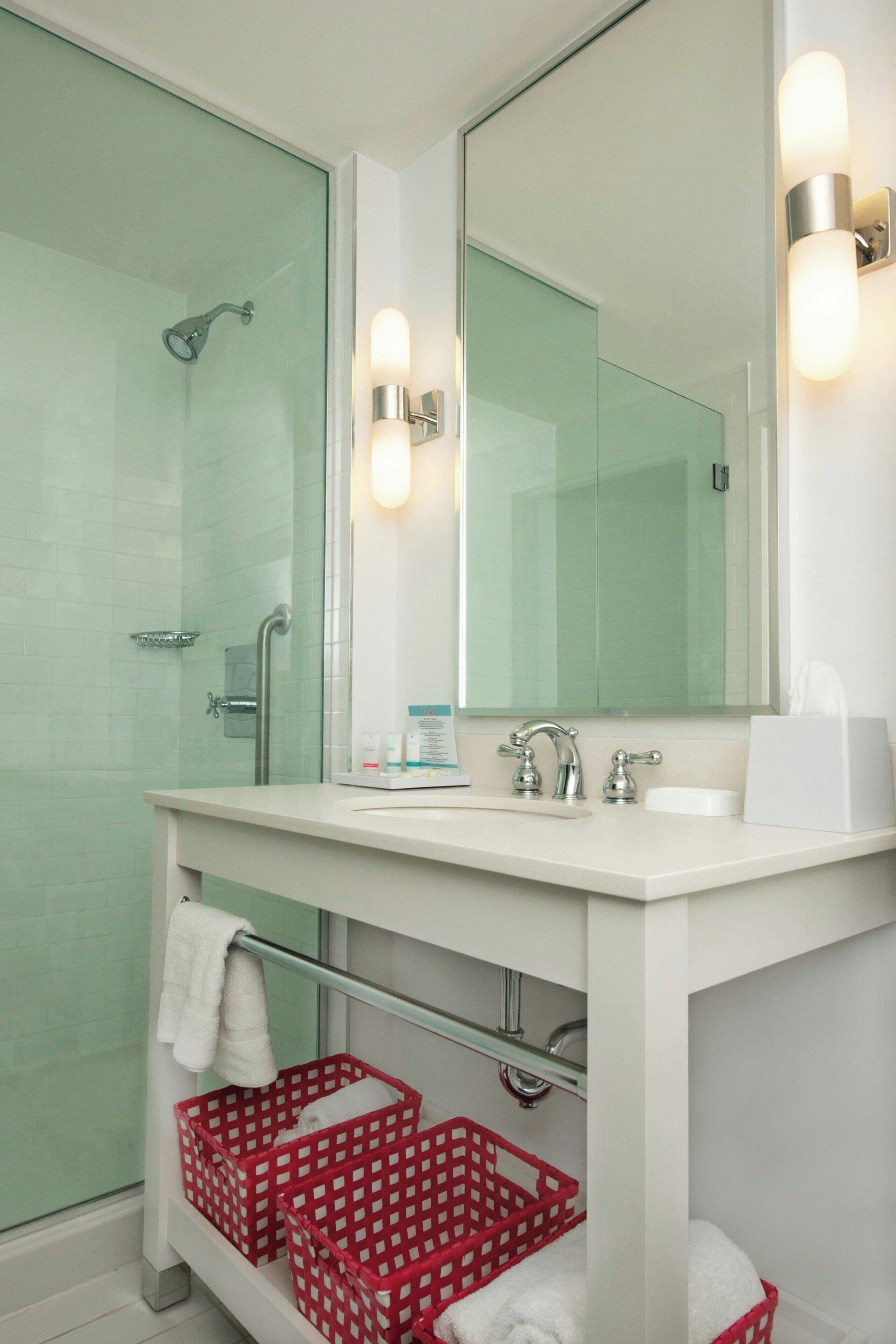 shower, free toiletries, hair dryer, bathrobes