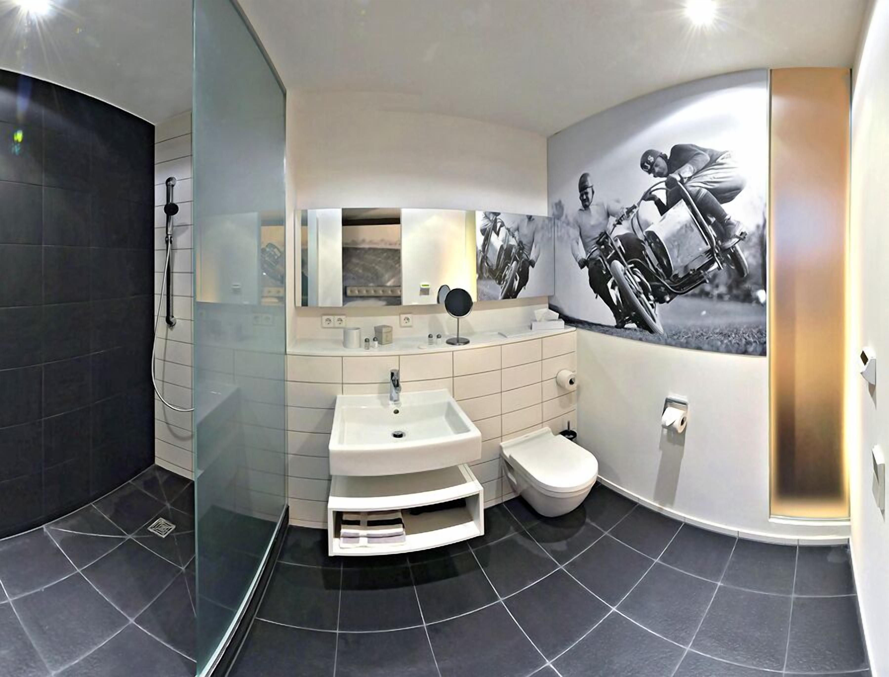 shower, designer toiletries, hair dryer, bathrobes