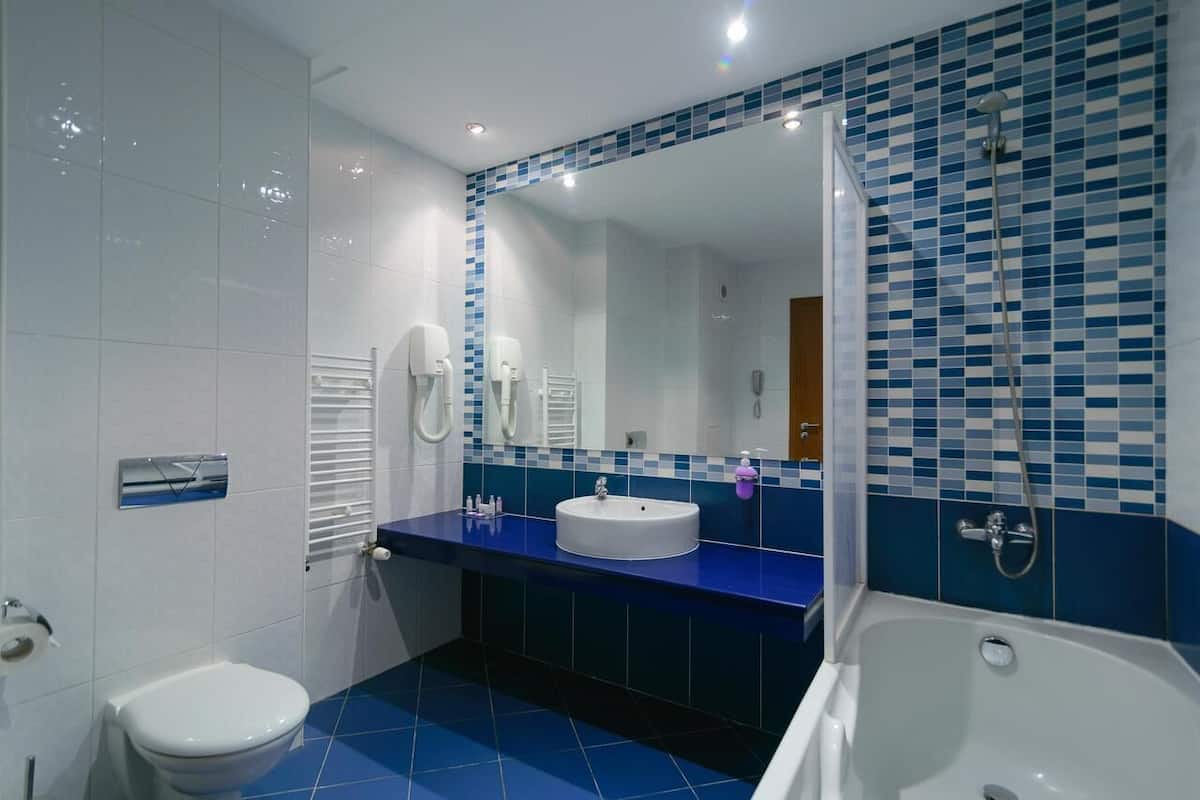 free toiletries, hair dryer, towels