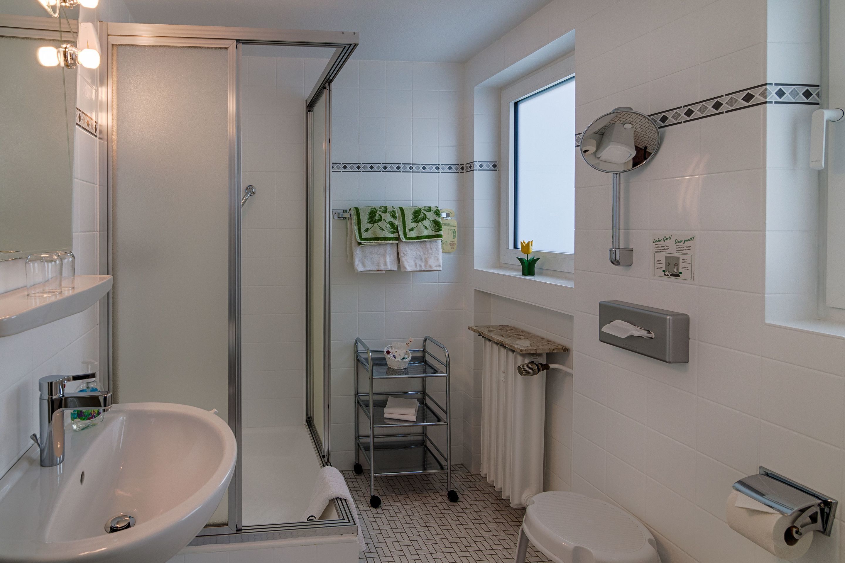 double room | bathroom | shower, hair dryer, towels