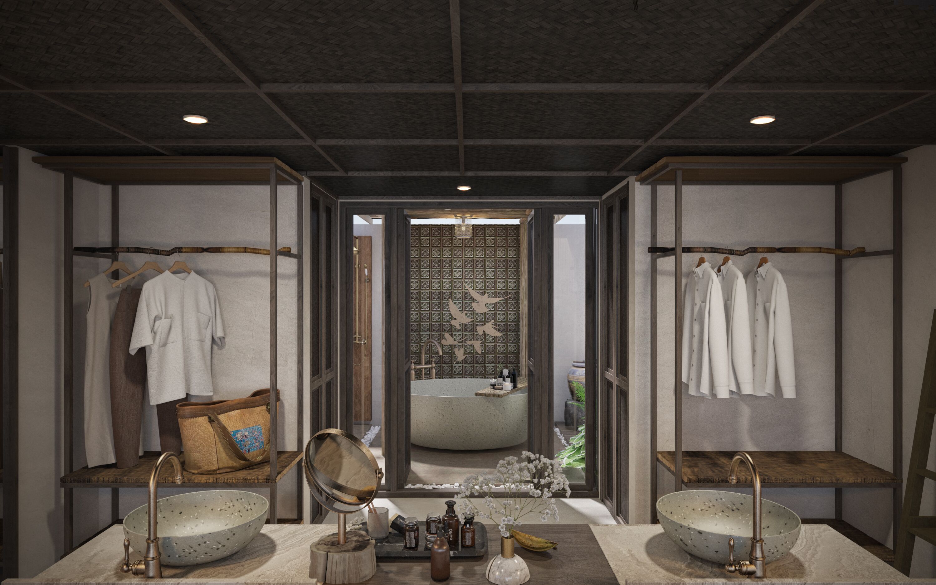 one bedroom seaview pool villa | bathroom | shower, rainfall showerhead, free toiletries, hair dryer