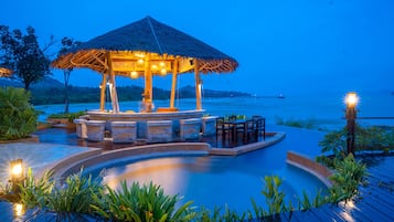 2 outdoor pools, pool umbrellas, pool loungers