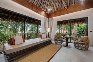 One Bedroom with Bathtub Villa | Living area | 32-inch LCD TV with satellite channels, TV