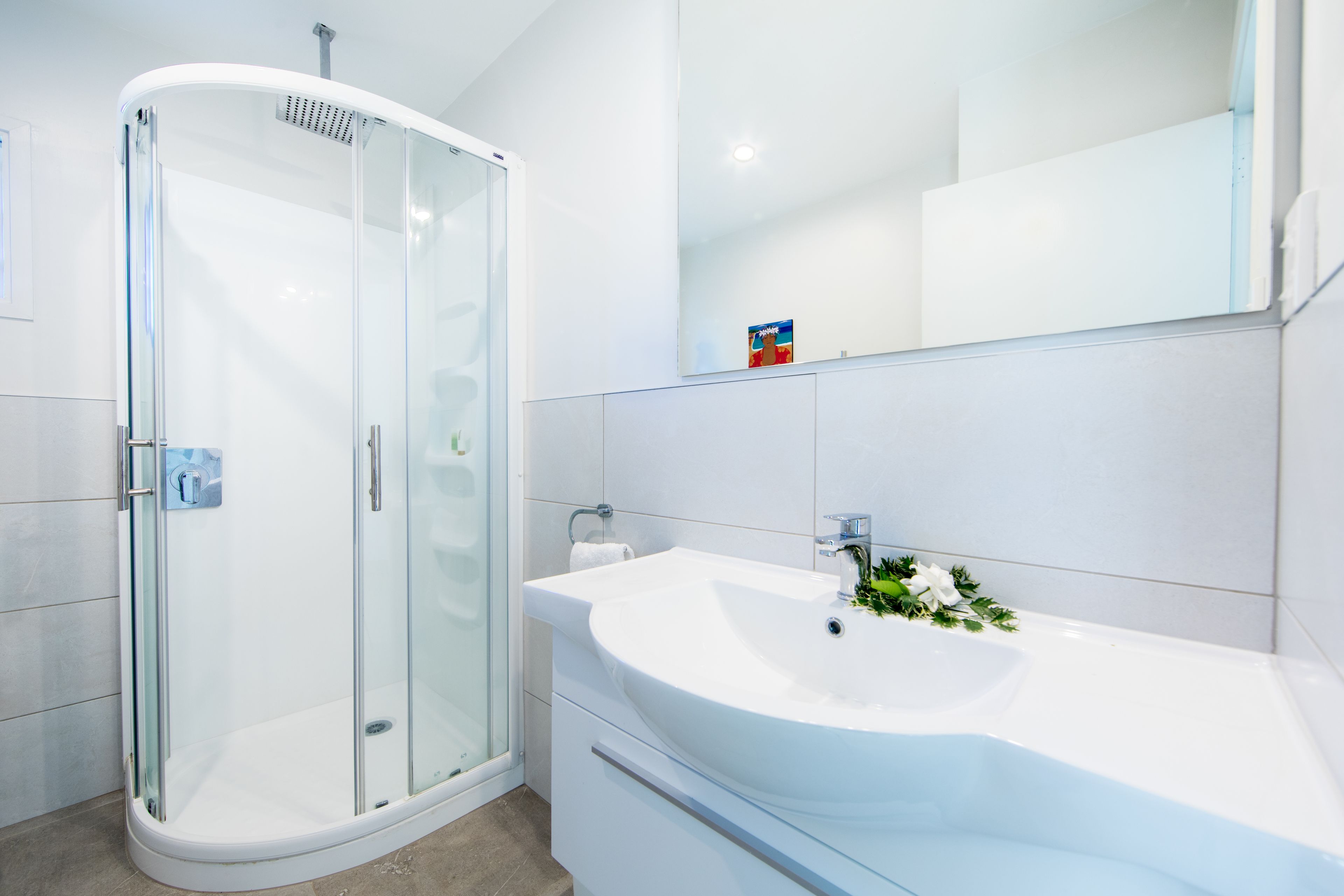 studio, garden view | bathroom shower