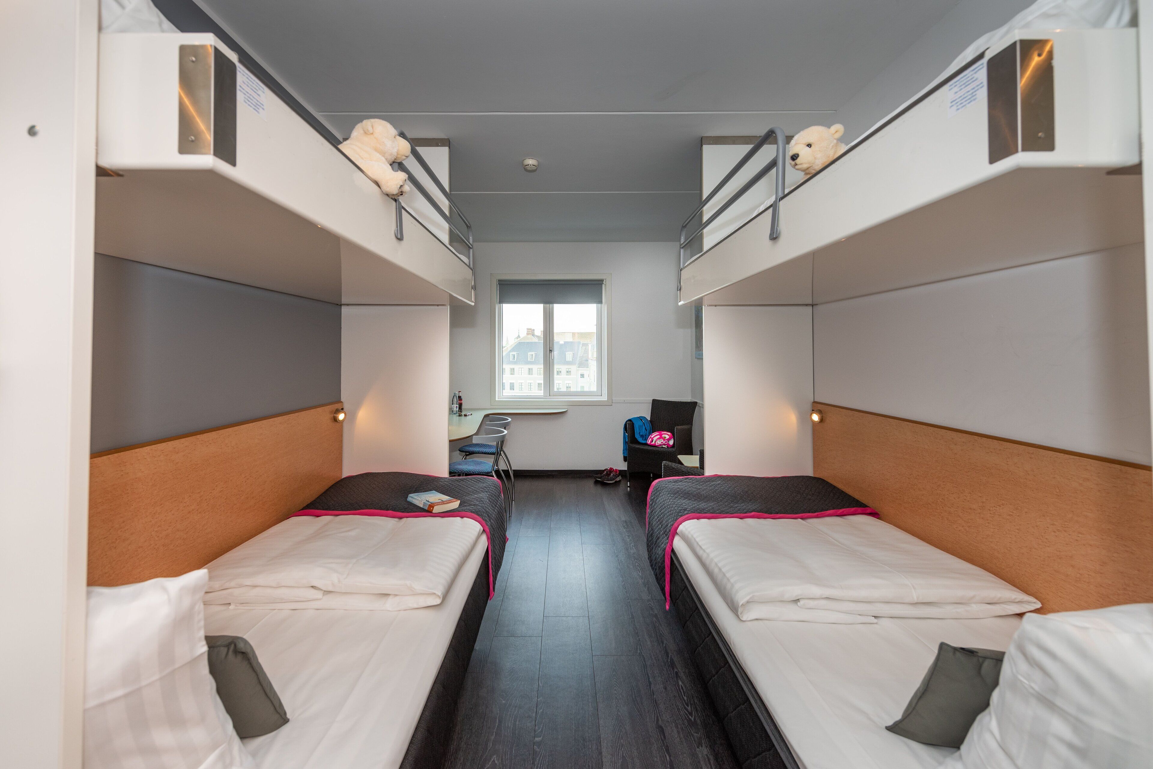 family room | hypo-allergenic bedding, desk, soundproofing, iron/ironing board