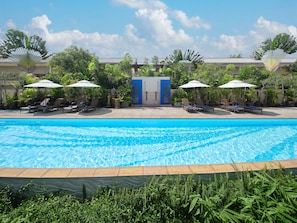 2 outdoor pools, pool umbrellas, sun loungers