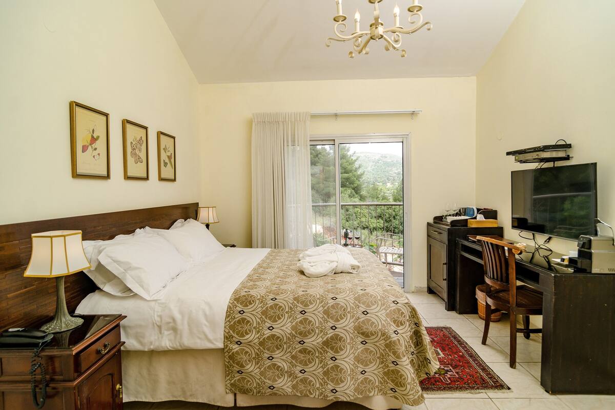 Standard room with Mountain View and private balcony | Minibaari, tallelokero huoneessa, pimennysverhot, silitysrauta/-lauta
