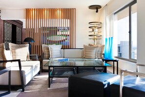 Presidential Suite, 1 King Bed, Balcony | Living area | 43-inch LCD TV with digital channels, TV, fireplace - The Westin Hyderabad Mindspace (Hyderabad)