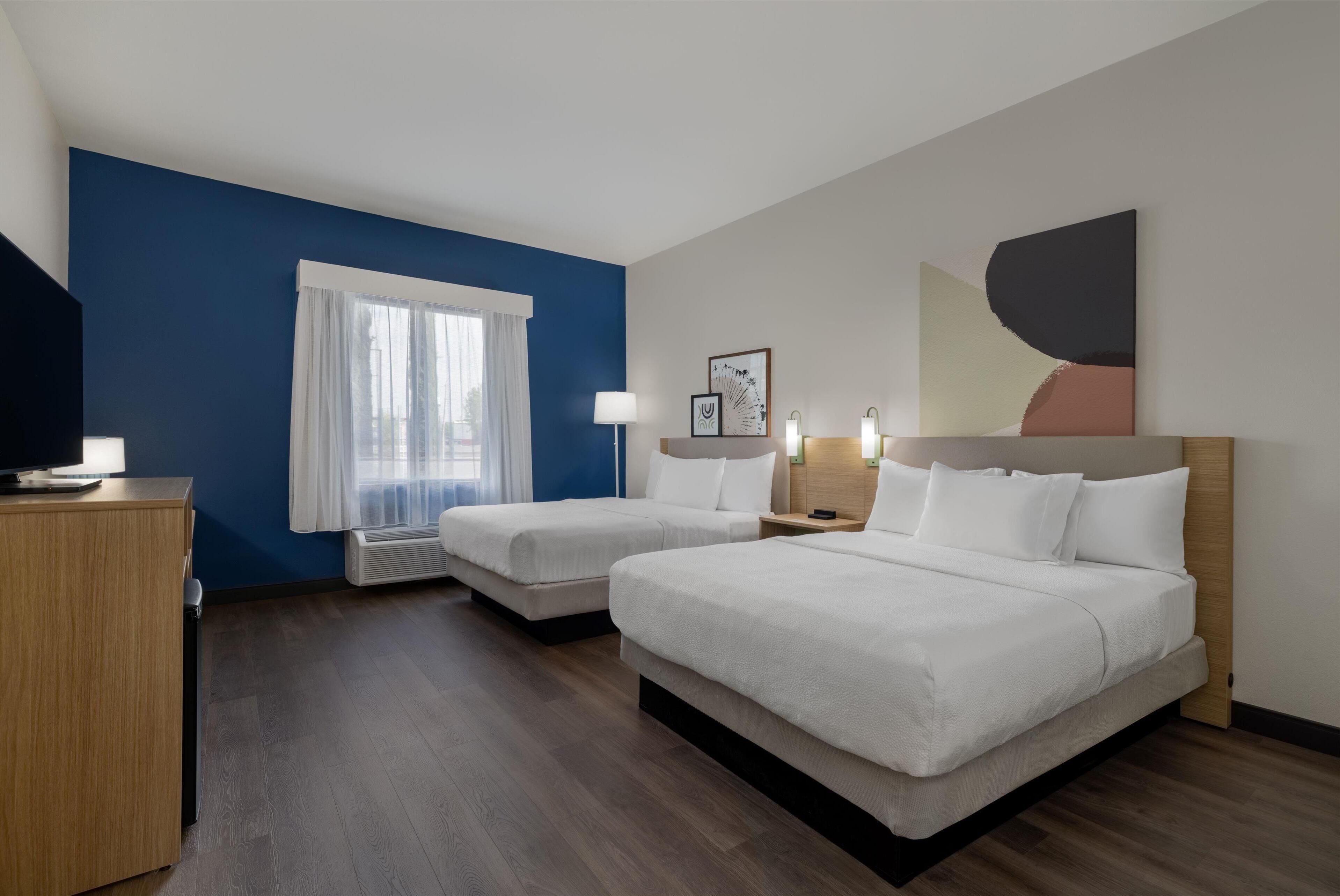 room, 2 queen beds, accessible, bathtub (mobililty) | in-room safe, desk, soundproofing, iron/ironing board