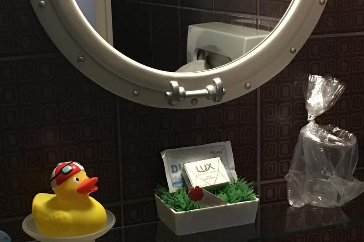 free toiletries, hair dryer, towels