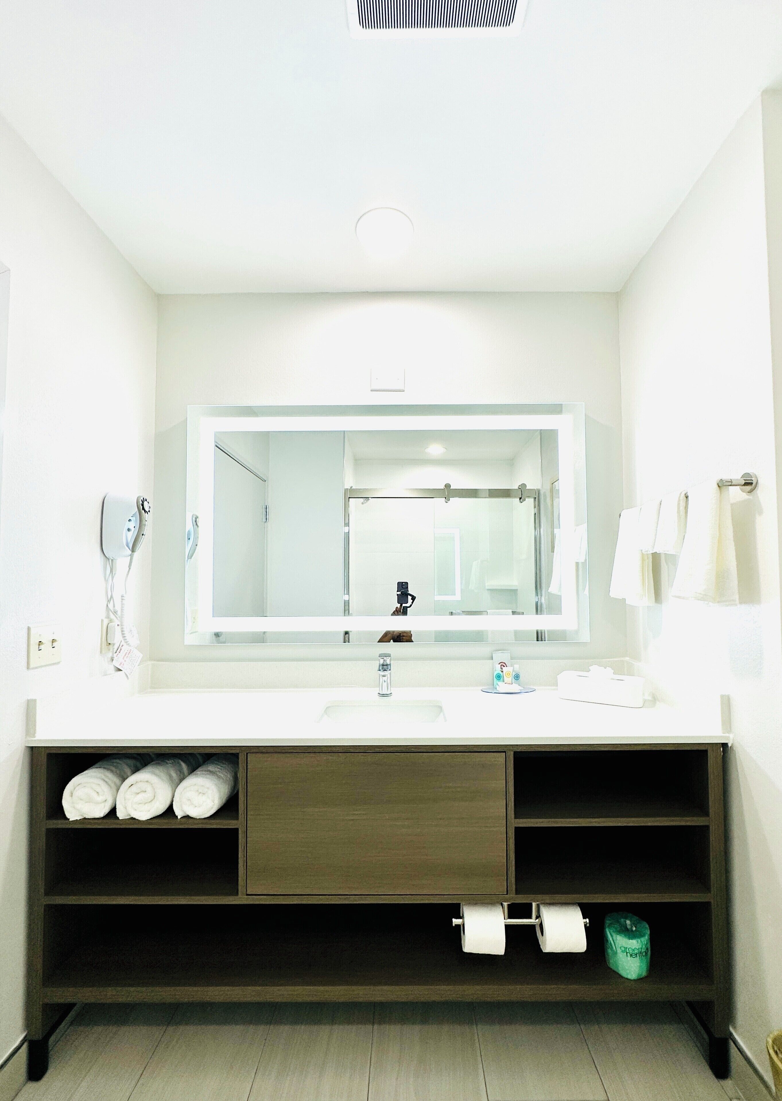 free toiletries, hair dryer, towels