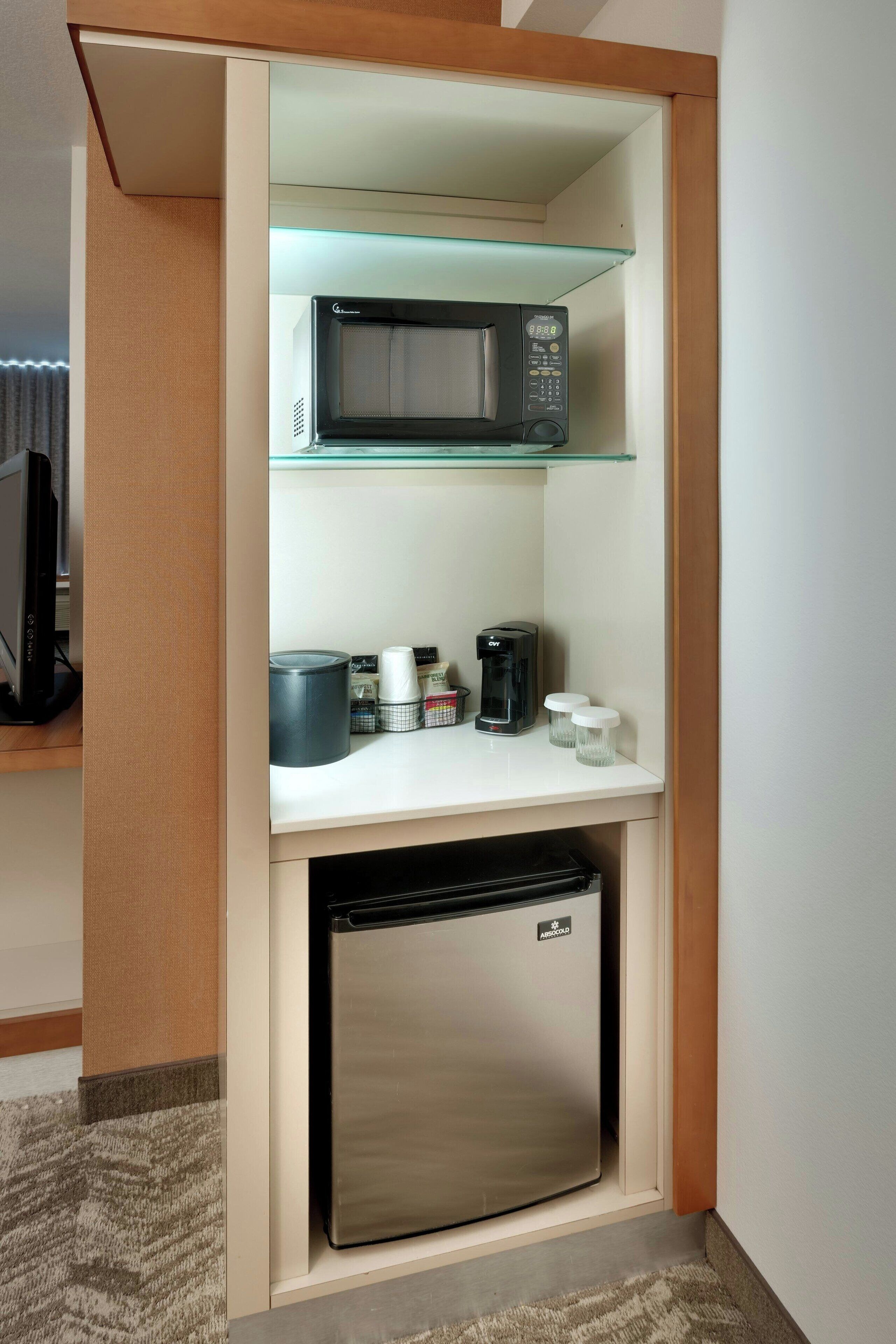 desk, laptop workspace, blackout curtains, iron/ironing board