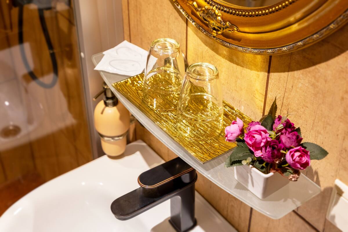 superior double or twin room | bathroom | shower, hair dryer, towels