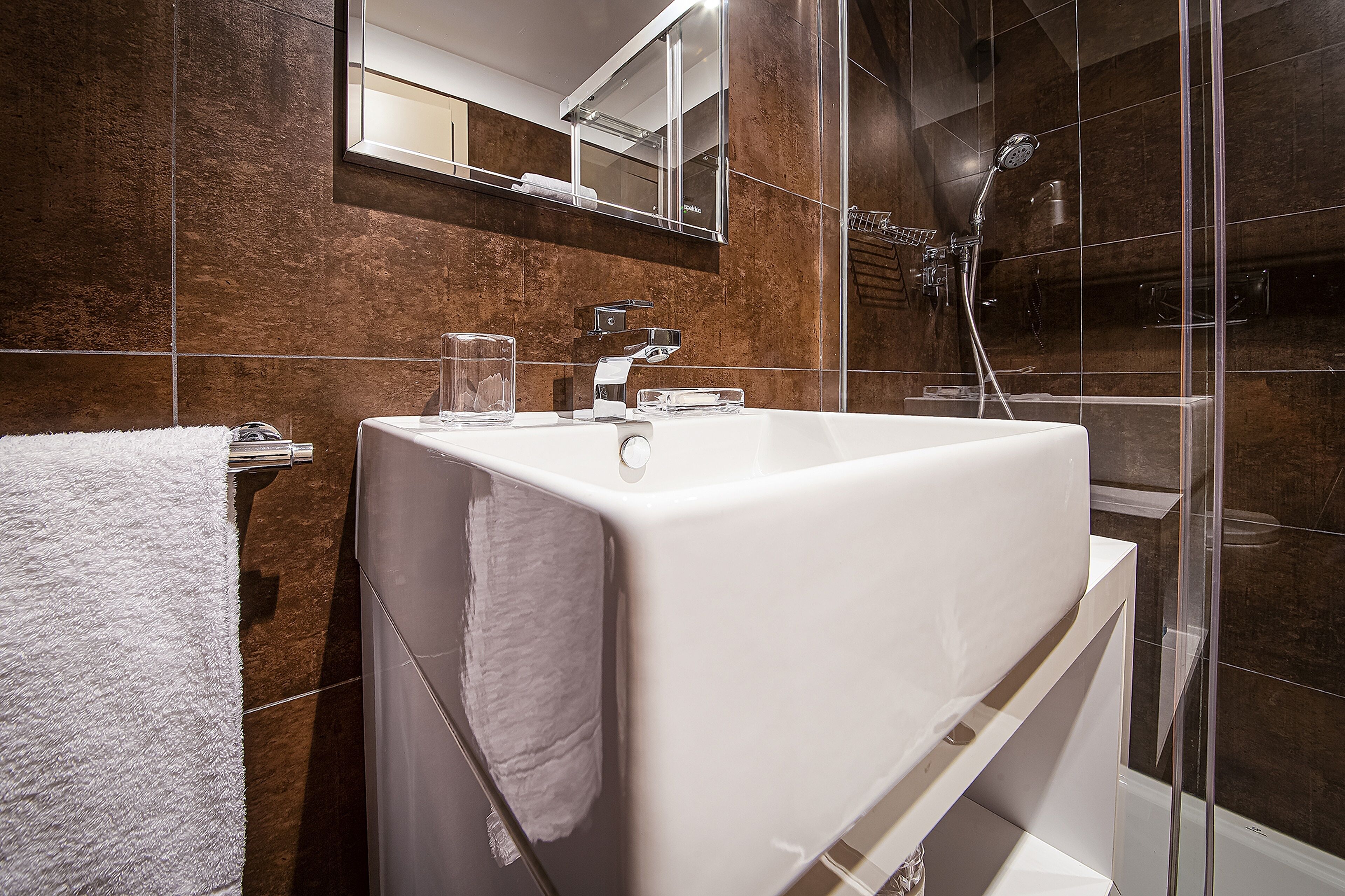 combined shower/bathtub, free toiletries, hair dryer, bidet