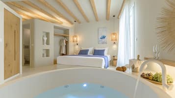 Suite Prestigio, hidromasaje | 1 habitación, sábanas de algodón egipcio y ropa de cama de alta calidad