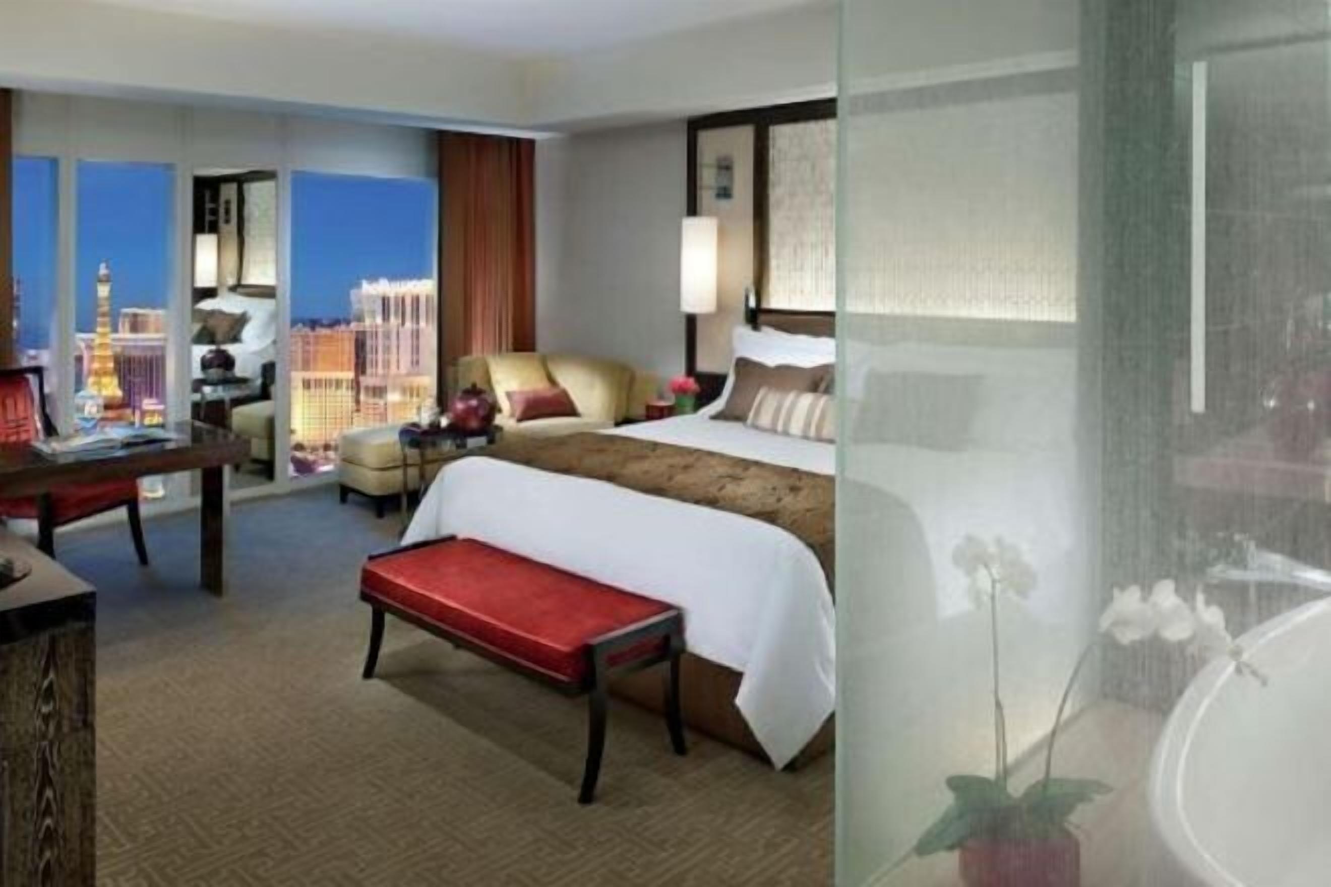 Egyptian cotton sheets, premium bedding, down comforters, minibar