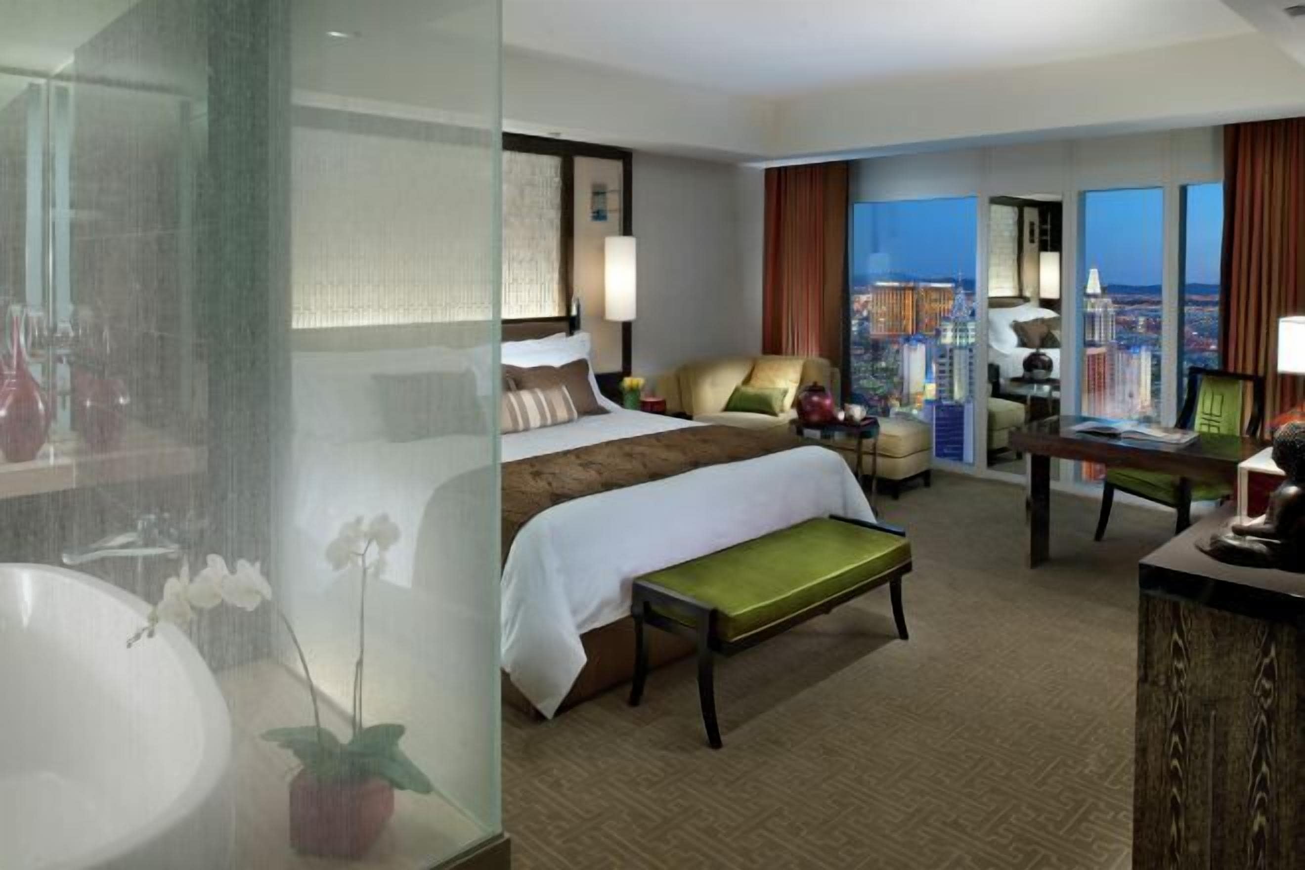 Egyptian cotton sheets, premium bedding, down comforters, minibar