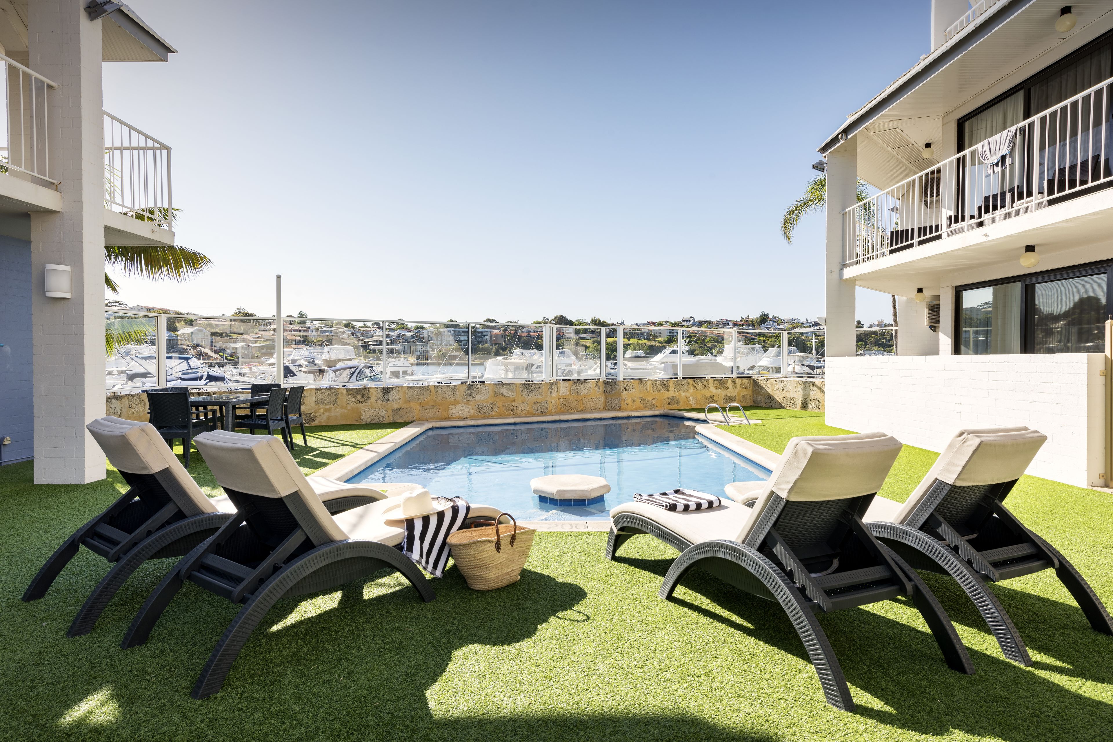 Indoor pool, outdoor pool, sun loungers
